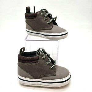 Gymboree Toddler Boys Gray Brown Faux Suede Lace-Up Ankle Boots Size 2 jj3734